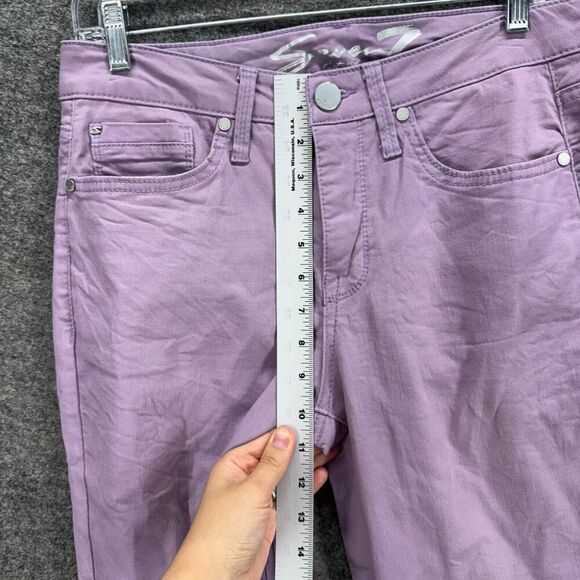 Seven7 Jeans Women 8 Purple Denim Light Wash Mid Rise Ankle Skinny Cuffed - Picture 4 of 8